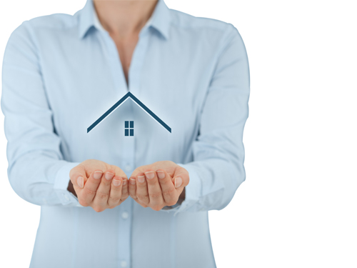 Woman holding home icon for Home Emergency Insurance